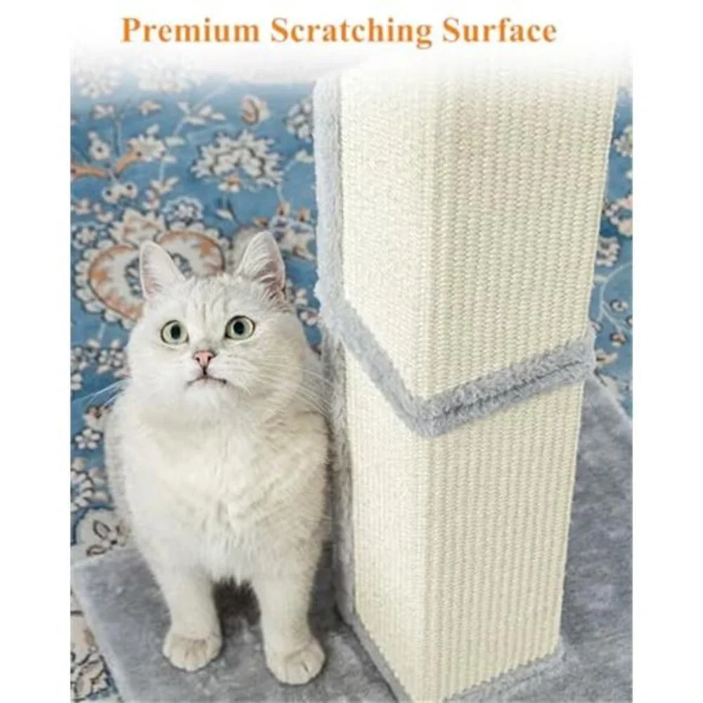 32 Inch Cat Scratching Post Indoor Cats Sisal Scratcher with Plush Perch Bed